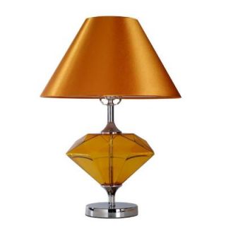Elegant Designs 16 in. Amber Colored Glass Diamond Shaped Table Lamp LT3017 AMB