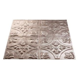 Fasade 4 ft. x 8 ft. Traditional 2 Cross Hatch Silver Wall Panel S51 21