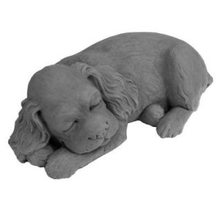 Nichols Bros. Stoneworks Cast Stone Sleeping Spaniel Puppy Garden Statue Antique Gray GNPPS AG
