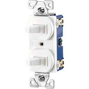 Cooper Wiring Devices Commercial Grade 15 Amp Single Pole 2 Toggle Switches with Back and Side Wiring   White 271W BOX