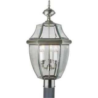 Illumine 3 Light Outdoor Post Antique Pewter Finish Clear Beveled Glass Panels CLI FRT1604 03 34