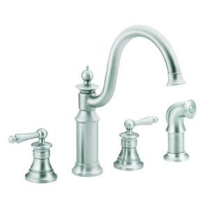 MOEN Waterhill 12 in. 2 Handle High Arc Bridge Kitchen Faucet in Classic Stainless S712CSL