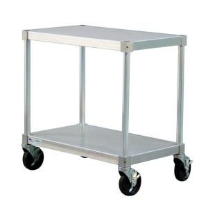 New Age Industrial 20 in. D x 30 in. L x 30 in. H 2 Shelf Mobile Aluminum Equipment Stand With 4 Stem Swivel Locking Casters 22030ES30PC