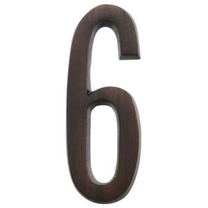 The Hillman Group Distinctions 4 in. Flush Mount Aged Bronze Plated Number 6 843260