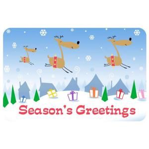 Bungalow Flooring New Wave Holiday 1 ft. 6 in x 2 ft. 3 in. Neoprene Flying Reindeer Season Greeting Mat 20494021827