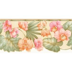 The Wallpaper Company 9 in. x 15 ft. Bright Pink and Orange Tropical Watercolor Border WC1280005