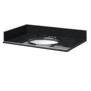 Pegasus 31 In. x 22 In. Granite Vanity Top with White Bowl and 4 In. Faucet Spread in Midnight Black 16888