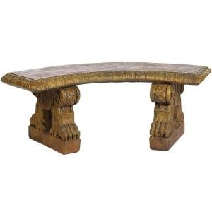 Athens Stonecasting Large Curved Bench with Claw Legs 01 041413WS