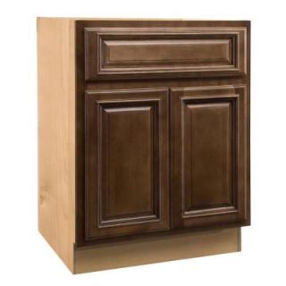 Home Decorators Collection Assembled 27x34.5x24 in. Sink Base Cabinet with False Drawer Front in Huntington Chocolate Glaze DISCONTINUED SB27 HCG
