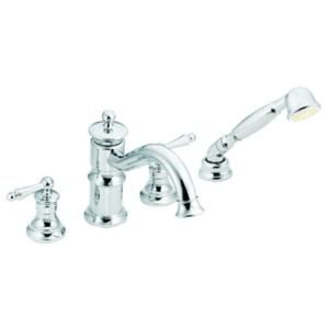 MOEN Waterhill 4 in. Centerset 2 Handle Bathroom Faucet in Chrome with Drain Assembly (Valve Not Included) TS213