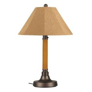 Patio Living Concepts Bahama Weave 34 in. Outdoor Mocha Cream Table Lamp with Straw Linen Shade 26154