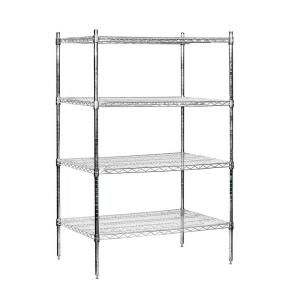 Salsbury Industries 9500S Series 36 in. W x 63 in. H x 24 in. D Galvanized Wire Stationary Wire Shelving in Chrome 9534S CHR