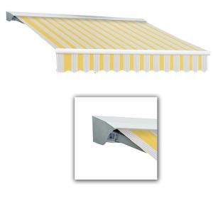 AWNTECH 12 ft. LX Destin with Hood Right Motor with Remote Retractable Acrylic Awning (120 in. Projection) in Yellow/Gray/Terra DTR12 365 LYG
