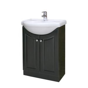 Dreamwerks 24 in. Semi Contemporary Vanity in Expresso and Lacquer Painting with Marble Vanity Top in White DISCONTINUED MWT101 E