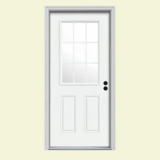 JELD WEN 9 Lite Painted Steel Entry Door with Brickmould THDJW184600001