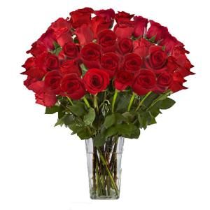 The Ultimate Bouquet Gorgeous Red Rose Bouquet in Clear Vase (36 Stem), Overnight Shipping Included RRB354