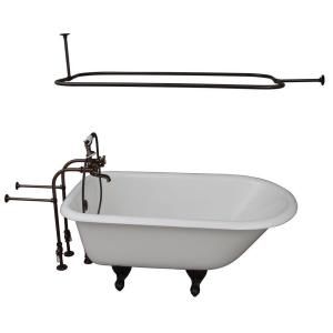 Barclay Products 4.5 ft. Cast Iron Roll Top Bathtub Kit in White with Oil Rubbed Bronze Accessories TKCTRN54 ORB4