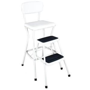 Cosco Steel 2 Step Chair Step Stool with Slide Out Steps 200 lb. Load Capacity 11118WHT