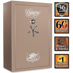 Cannon 36 Gun 60 in. H x 40 in. W x 24 in. D Hammertone Beige Electronic Lock Deluxe Fire Safe with Chrome Finish CA33 H3FDC 13