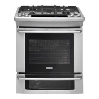 Electrolux Wave Touch 4.2 cu. ft. Slide In Double Oven Dual Fuel Range with Self Cleaning Convection Oven in Stainless Steel EW30DS75KS