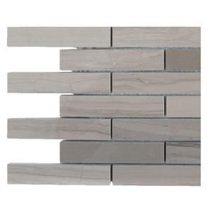 Splashback Tile Athens Grey Stack Polished Marble Floor and Wall Tile   6 in. x 6 in. x 8 mm Floor and Wall Tile Sample L4A4 STONE TILE