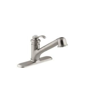 KOHLER Fairfax 1  or 3 Hole Single Handle Pull Out Sprayer Kitchen Faucet in Vibrant Brushed Nickel K 12177 BN