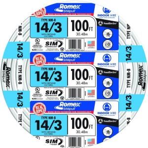 Southwire Romex SIMpull 100 ft. 14/3 Type NM B Cable 63946823