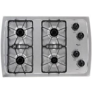 Whirlpool 30 in. Gas Cooktop in Stainless Steel with 4 Burners W3CG3014XS