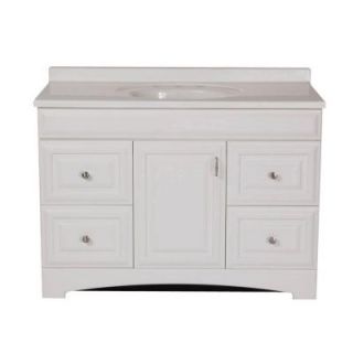 St. Paul Providence 48 in. Vanity in White with Cultured Marble Vanity Top in White PRSD48WHP2COM WH