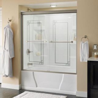 Delta Panache 59 3/8 in. x 56 1/2 in. Sliding Bypass Tub Door in Brushed Nickel with Frameless Mission Glass 159110.0