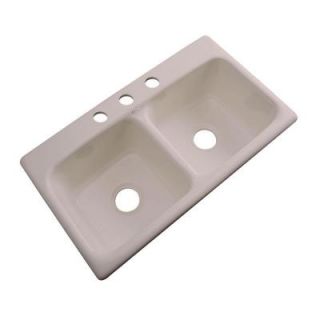 Thermocast Brighton Drop in Acrylic 33x19x9 in. 3 Hole Double Bowl Kitchen Sink in Fawn Beige 34309