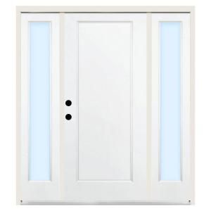 Steves & Sons Premium 1 Panel Primed White Steel Entry Door with 12 in. Clear Sidelites DISCONTINUED 1010 DSLCRI