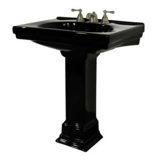 Foremost Structure Lavatory and Pedestal Combo with 8 in Faucet Centers in Black FL 1950 8BK