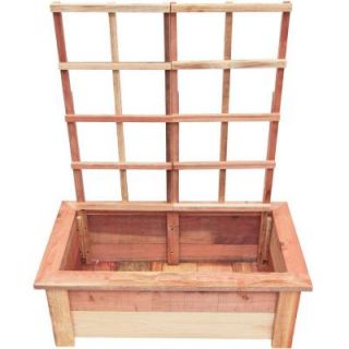 Hollis Wood Products 36 in. Red Wood Planter with Trellis 12004
