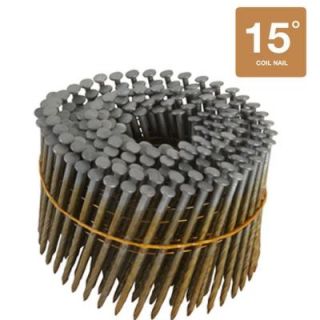 Hitachi 2 3/8 in. x 0.113 in. Full Round Head Ring Shank Hot Dipped Galvanized Wire Coil Framing Nails (4,000 Pack) 12705