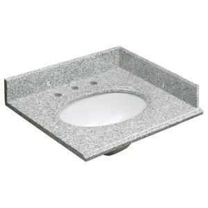Foremost 25 in. W Granite Vanity Top in Rushmore Grey and Basin in White with Backsplash and Optional Sidesplash HG25228RG