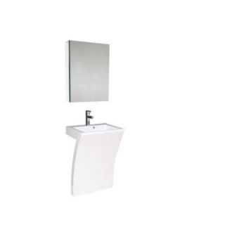 Fresca Quadro 23 in. Vanity in White with Acrylic Vanity Top in White and Medicine Cabinet FVN5024WH
