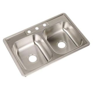 HOUZER Glowtone Series Topmount Stainless Steel 33x22x6.5 3 Hole Single Bowl Kitchen Sink A3322 65BS3 1