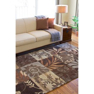 Hand tufted Brown Floral Rug (5 X 8)