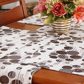 Set Of 4 Classic Brown Polka Dots Polyester Cotton Blend Placemats
