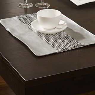 Set of 4 Silver Bead Embellished Placemats