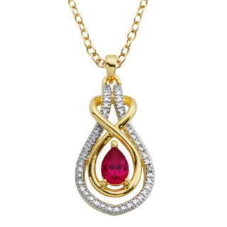 Bridge Jewelry Lab Created Ruby & Diamond Accent Pear Knot Pendant