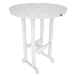 Trex Outdoor Furniture Monterey Bay Classic White 36 in. Round Patio Bar Table TXRBT236CW
