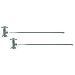 3/8 in. O.D x 20 in. Brass Rigid Lavatory Supply Lines with Cross Handle Shutoff Valves in Polished Chrome I304 CP