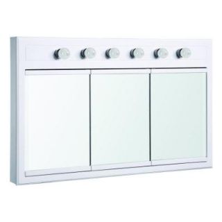 Design House Concord 48 in. x 30 in. 6 Light Tri View Surface Mount Medicine Cabinet in White Gloss 532408