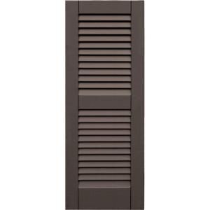 Winworks Wood Composite 15 in. x 40 in. Louvered Shutters Pair #641 Walnut 41540641