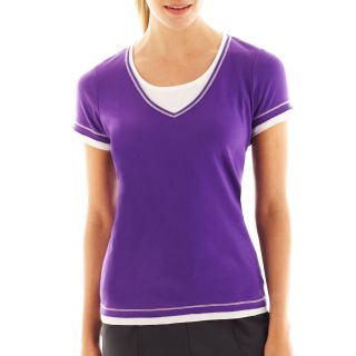 Made For Life Made for Life Short Sleeve Layered Tee, Purple/White, Womens