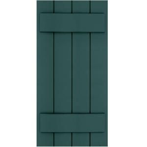 Winworks Wood Composite 15 in. x 32 in. Board and Batten Shutters Pair #633 Forest Green 71532633