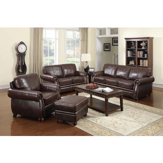 At Home Designs Monterey 4 piece Room Group In Natural Brown Leather