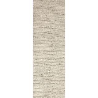 Hand woven Butte Solid Casual Beige Wool Rug (26 X 8)